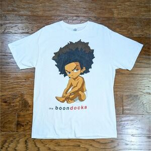 The Boondocks  Vintage Y2K TV Show Promo T-Shirt Huey‎ White Men's Large Cartoon